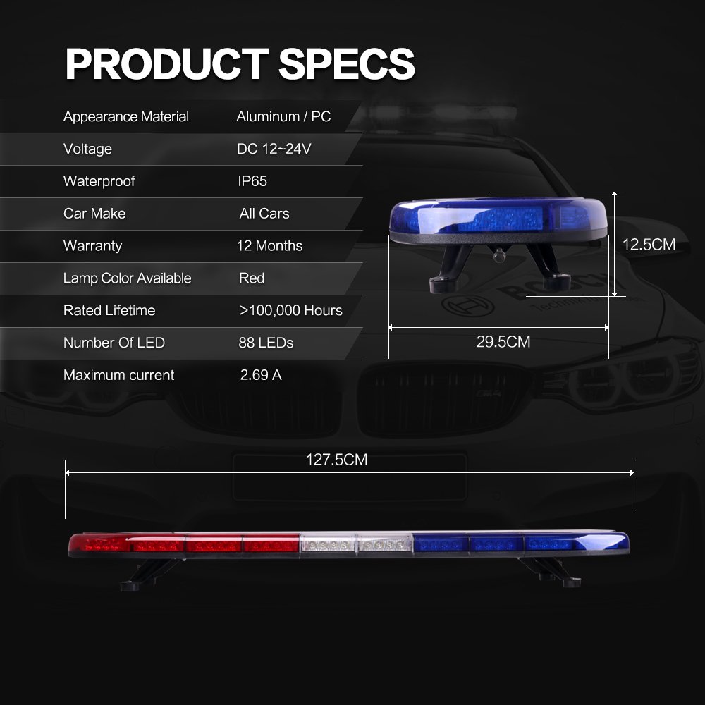 LED-8508 DC12-24V 1.2M led light bar 88LED 264W for car Emergency Warning Flashing Strobe LED Lightbar DC12-24V