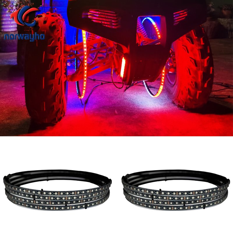 15.5inch Diameter Round Wheel Ring Light Dream Color Synced With LED Whip Lighting LED Wheel Rings