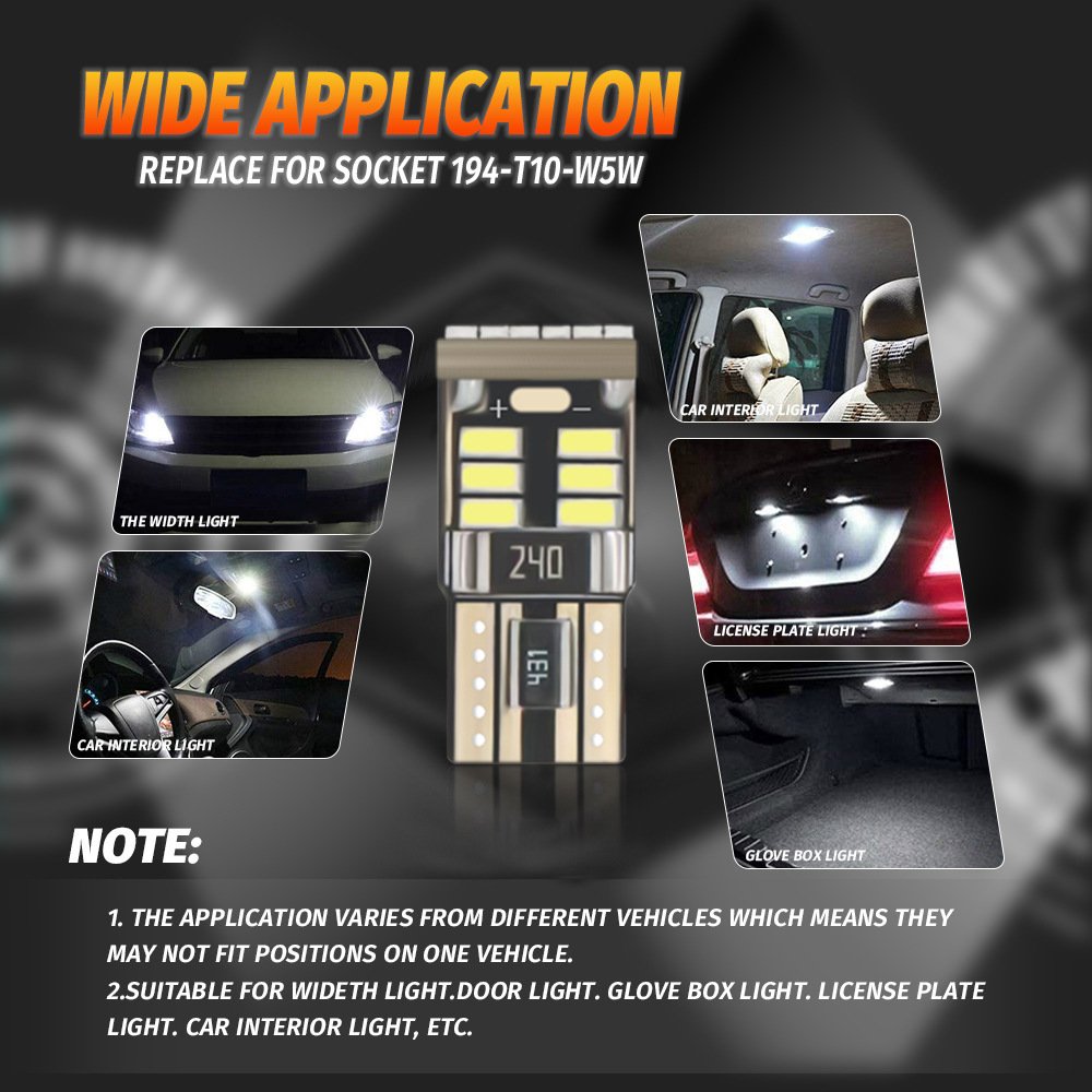 Factory 12V Car T10 led bulb 3014 18 SMD W5W Canbus light bulb for Auto License Plate Interior Dome Parking Light