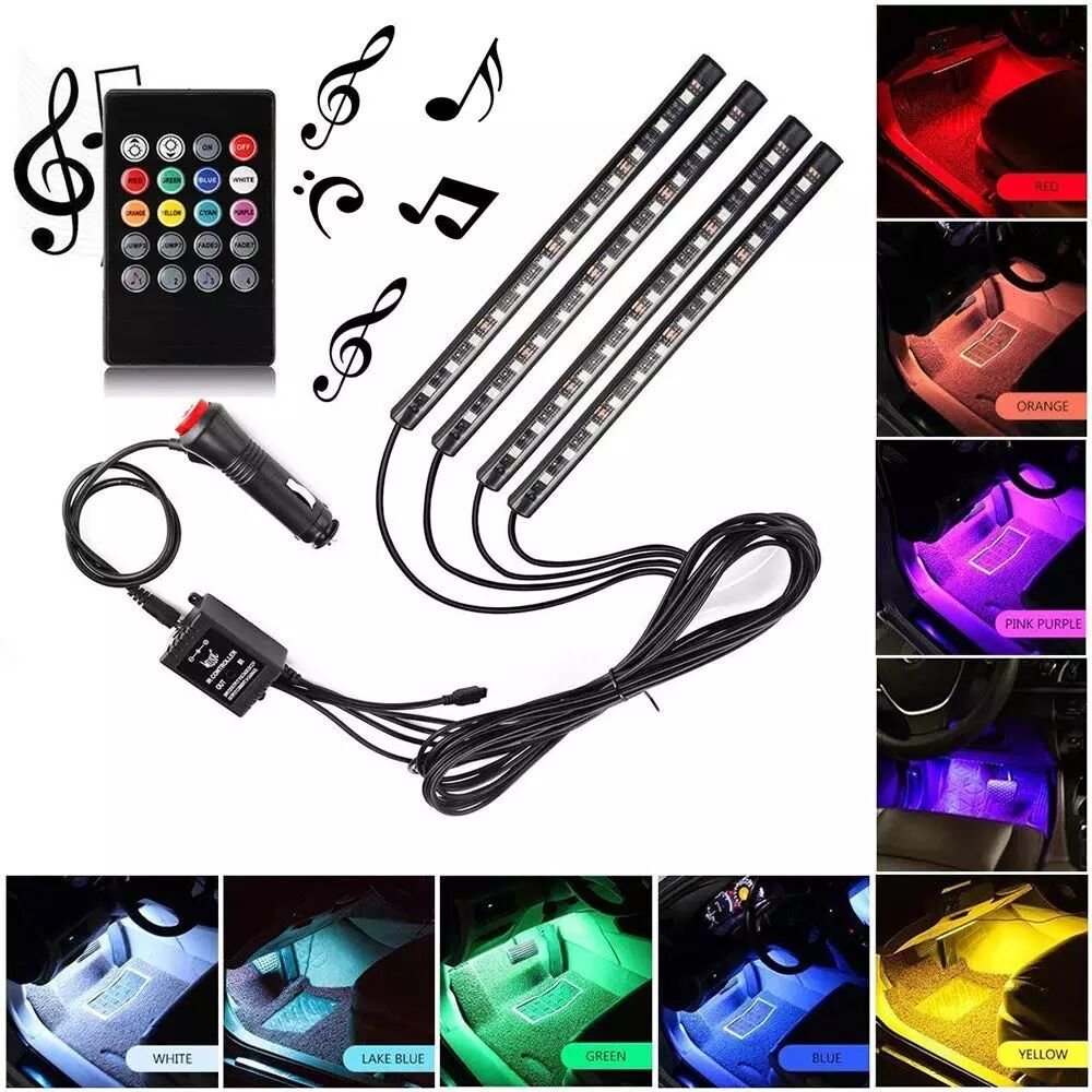 LED Car Accessory Lights 12V Car Atmosphere Lights kit/ Car Interior Ambiant atmosphere lights kit
