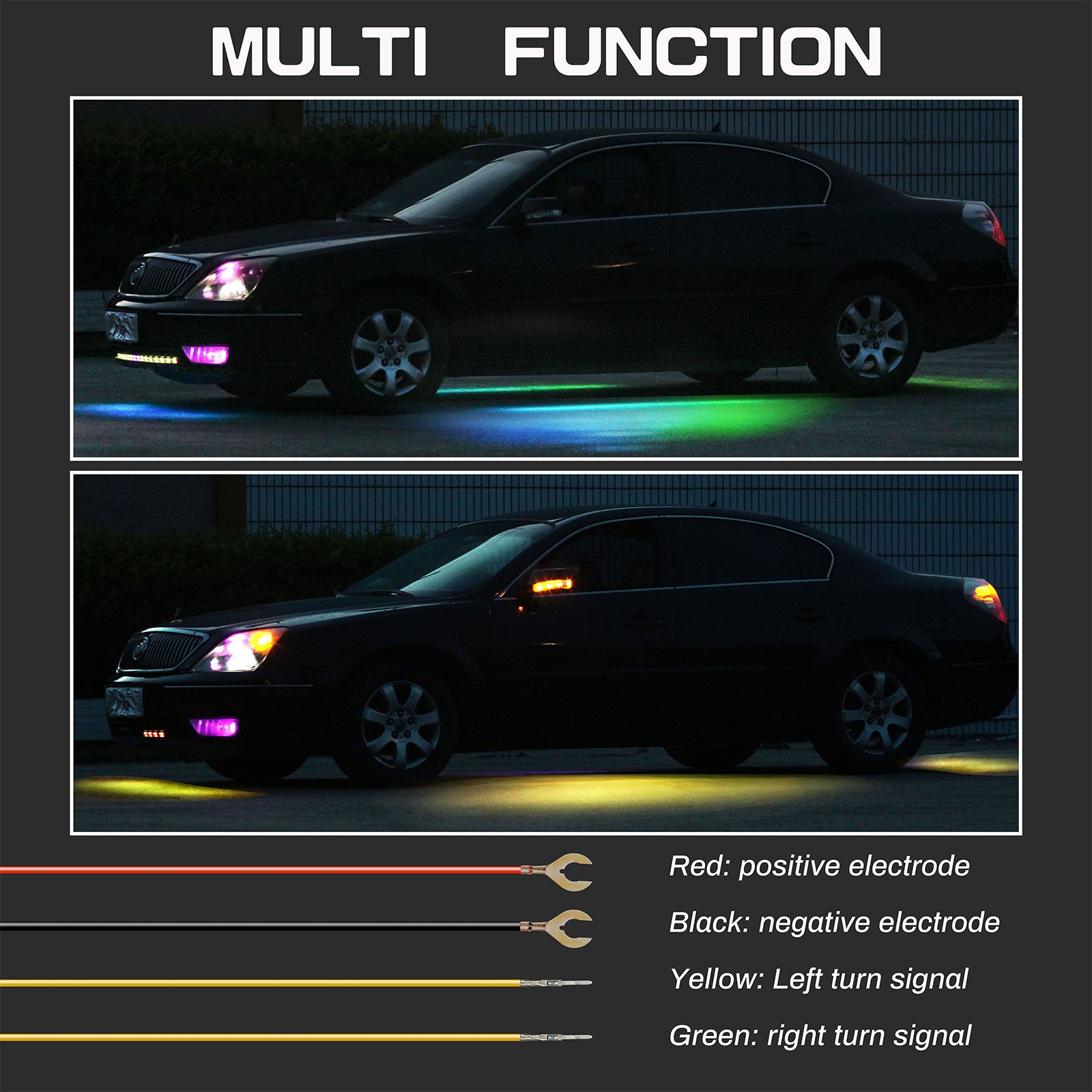 EURS Double row light beads new car phantom sound control chassis lights new APP RGB music rhythm lights LED car atmosphere lamp
