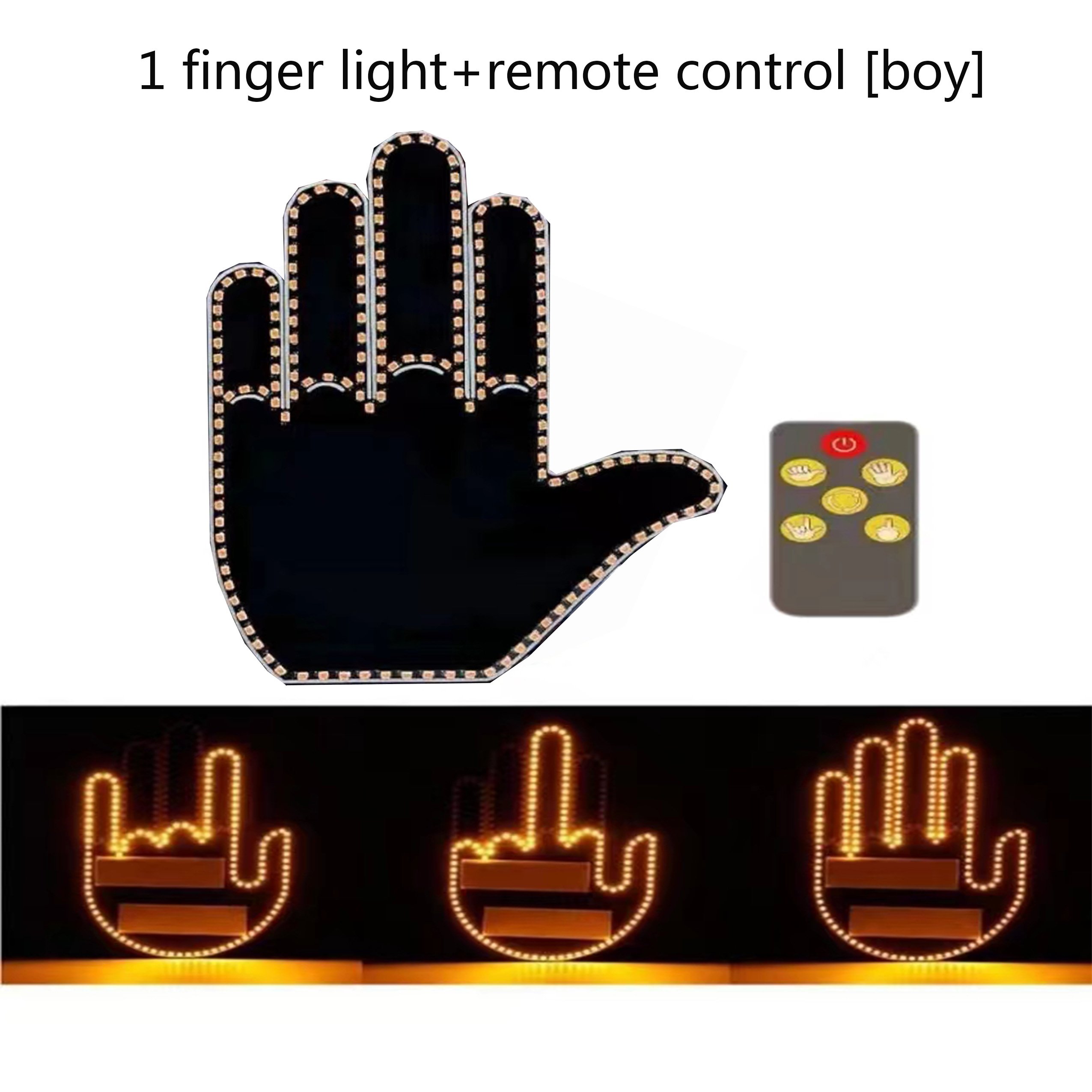Cool Comical LED Middle Finr Interior Car Driving Lights 12V Accessory With Remote Control Indicator Car Lights