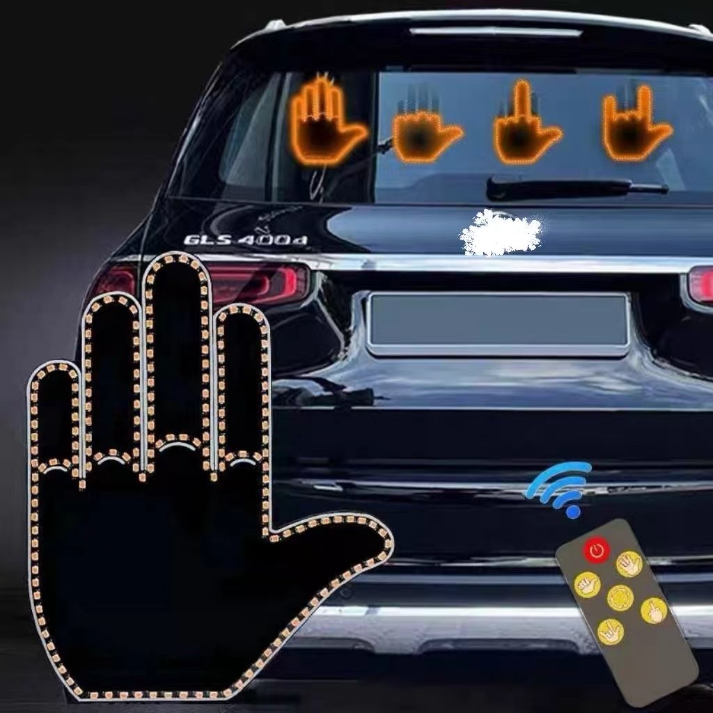 Cool Comical LED Middle Finr Interior Car Driving Lights 12V Accessory With Remote Control Indicator Car Lights