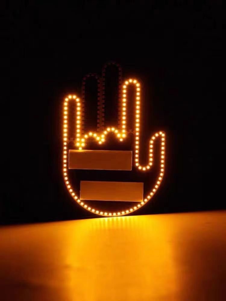 Cool Comical LED Middle Finr Interior Car Driving Lights 12V Accessory With Remote Control Indicator Car Lights