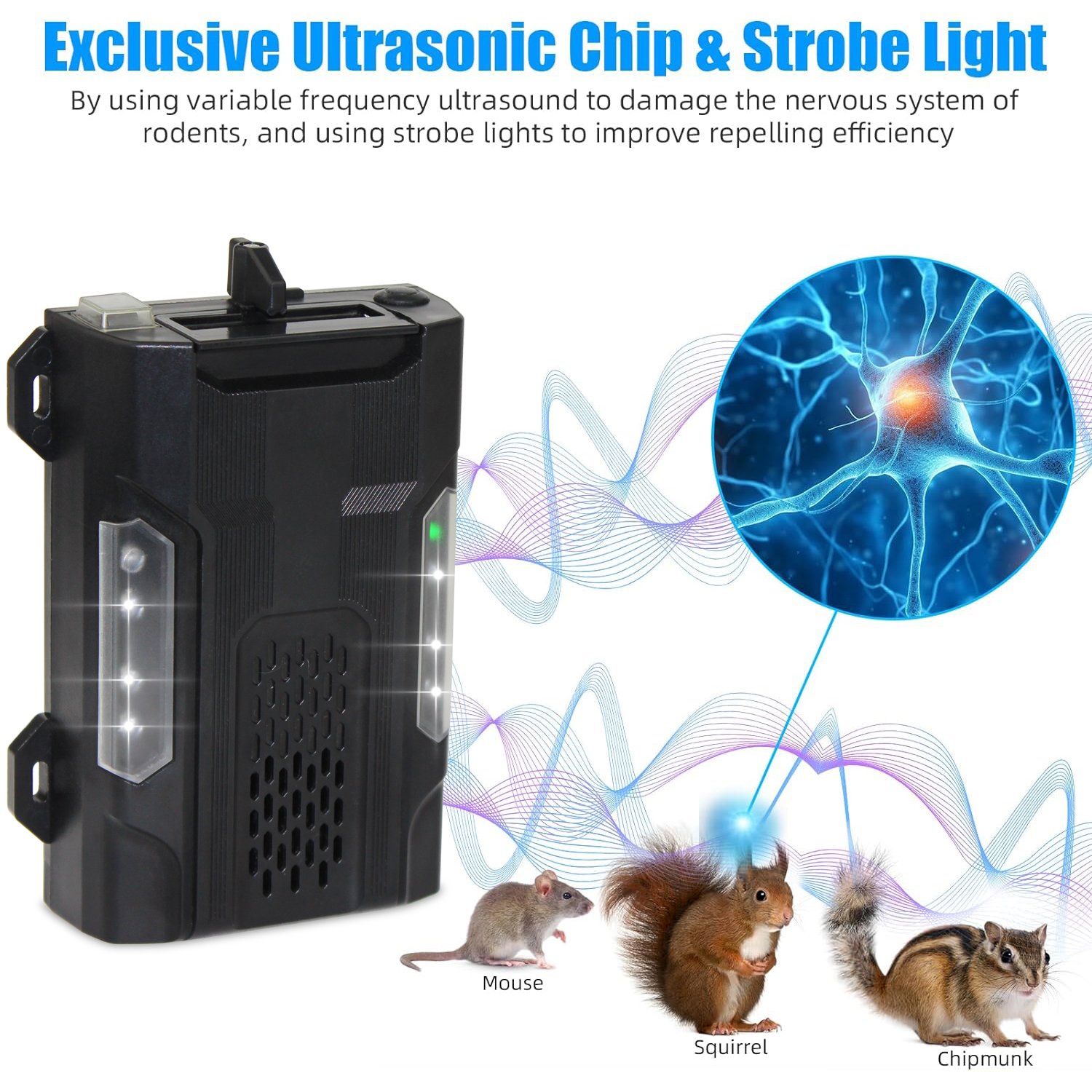 2024 Latest Eco-Friendly Marten Mice Repellent Ultrasonic Rodent Repeller for Cars Indoor Outdoor Kitchen Use