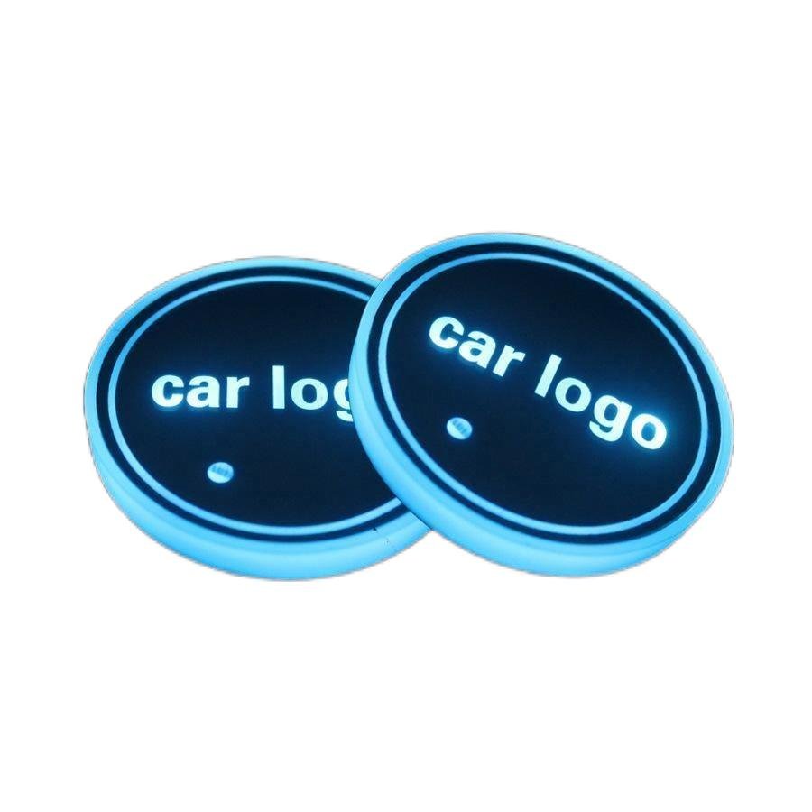 Car LED colorful light coaster Intelligent sensing light mirror texture waterproof General car coaster can be customized logo
