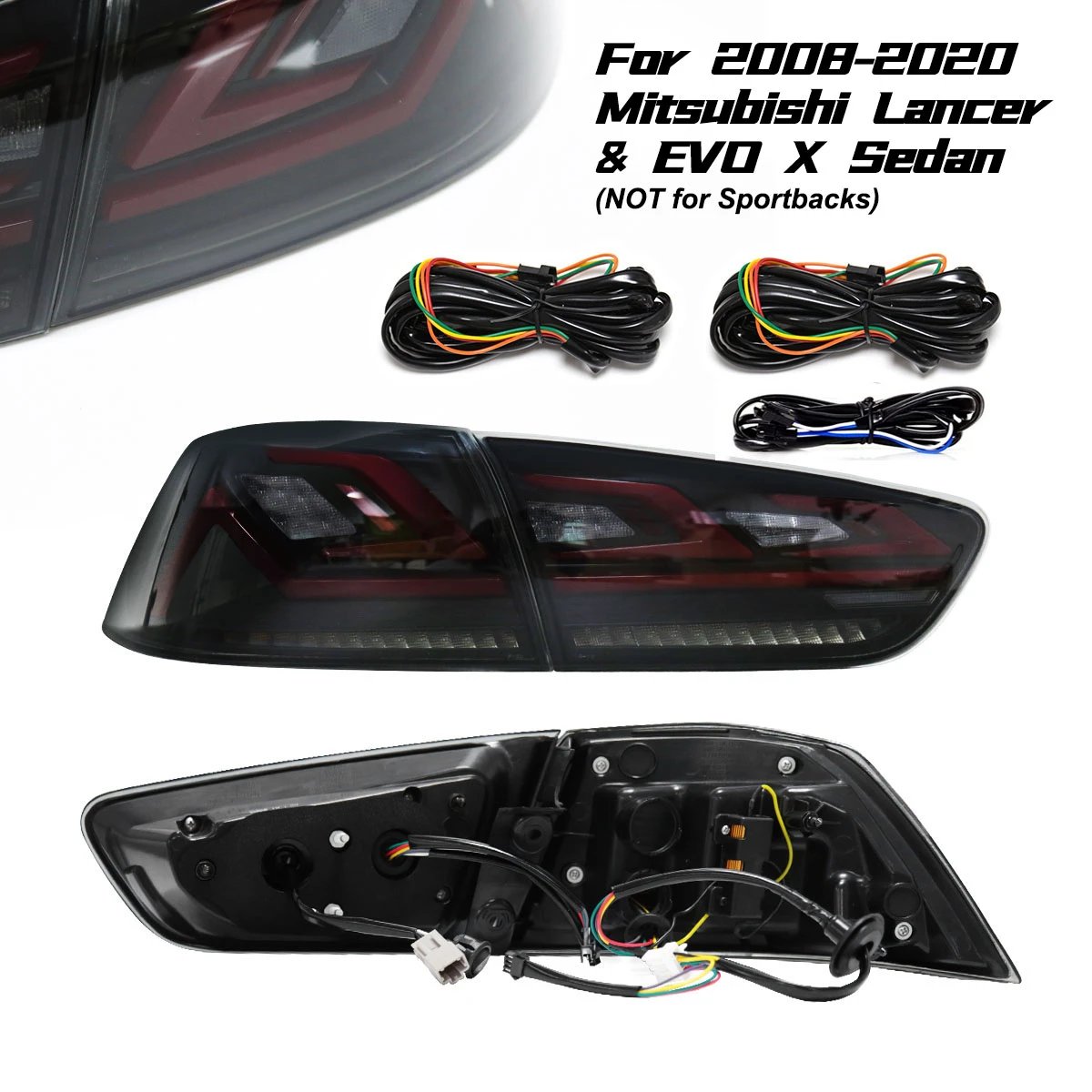 1 Pair Car Tail Light Assembly For Mitsubishi Lancer Evo-X Sedan 2008-2017 Brake turn Signal light Rear Lamp System