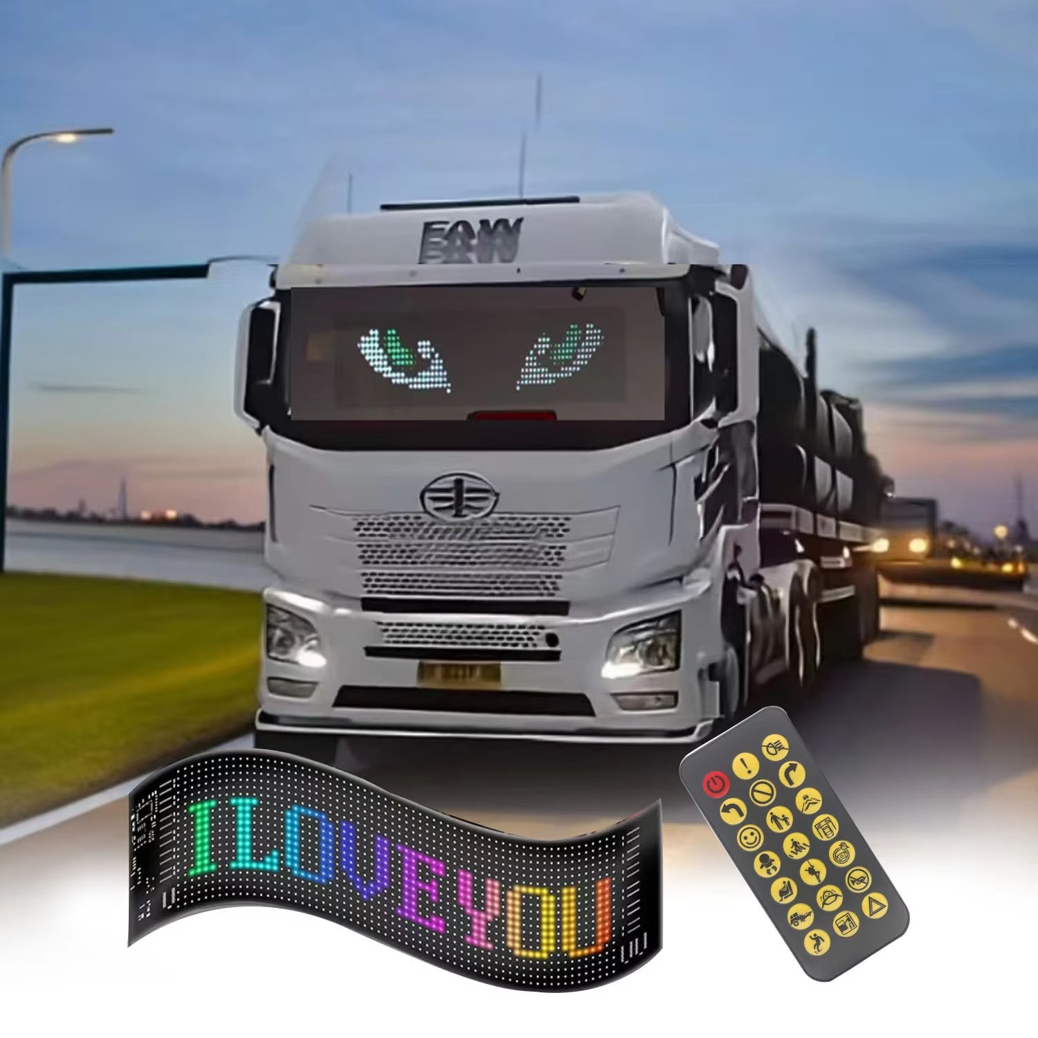 Flexible Led Car Window Display Light DIY RGB Custom Animation Programmable Truck Advertising Logo Light Angel Devil Eye Lamp