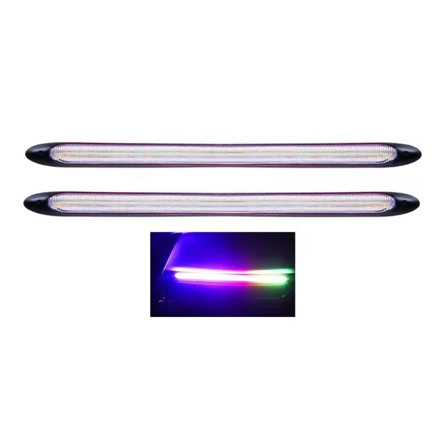 2x Car DRL LED Daytime Running Light Flow Yellow Turn Signal White Waterproof Headlight Strip Sequential Light Universal