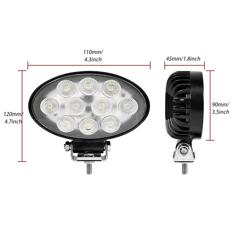 Three Installation Methods Two Mounted Stainless Steel Bracket 50W oval led work light Cab Led Tractor Light