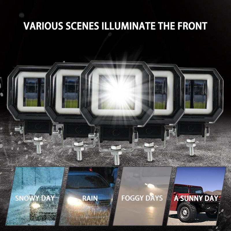 PEL Others Car Light Accessories Super Bright work lamp Square 12V 27W 48W 4 Inch Vehicle Car LED Work Lights