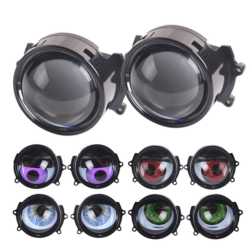3.0 inch Devil Eyes Car LED Dynamic Blinking Headlight Red Green Multi-Mode Demon Eyes Bi Led Projector Decorative Lights