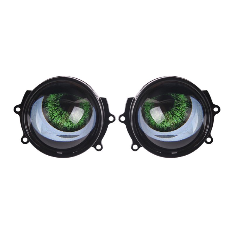 3.0 inch Devil Eyes Car LED Dynamic Blinking Headlight Red Green Multi-Mode Demon Eyes Bi Led Projector Decorative Lights