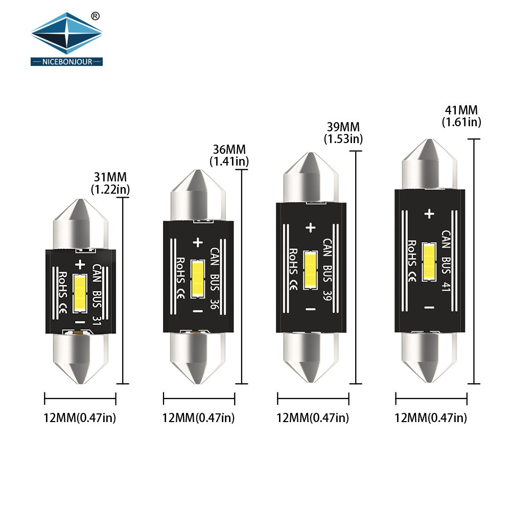 Bright LED 1860 410lm Festoon c5w 36mm Car Truck Dome Tail Light 31mm Universal Bulb Auto Lighting System