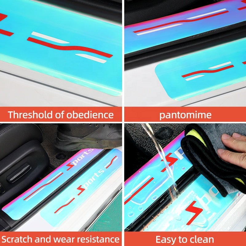 Custom Logo Car Luminous Stickers Auto Anti Scratches Glow In The Dark Car Door Sill Guard Protector Car Thresholds Protectors