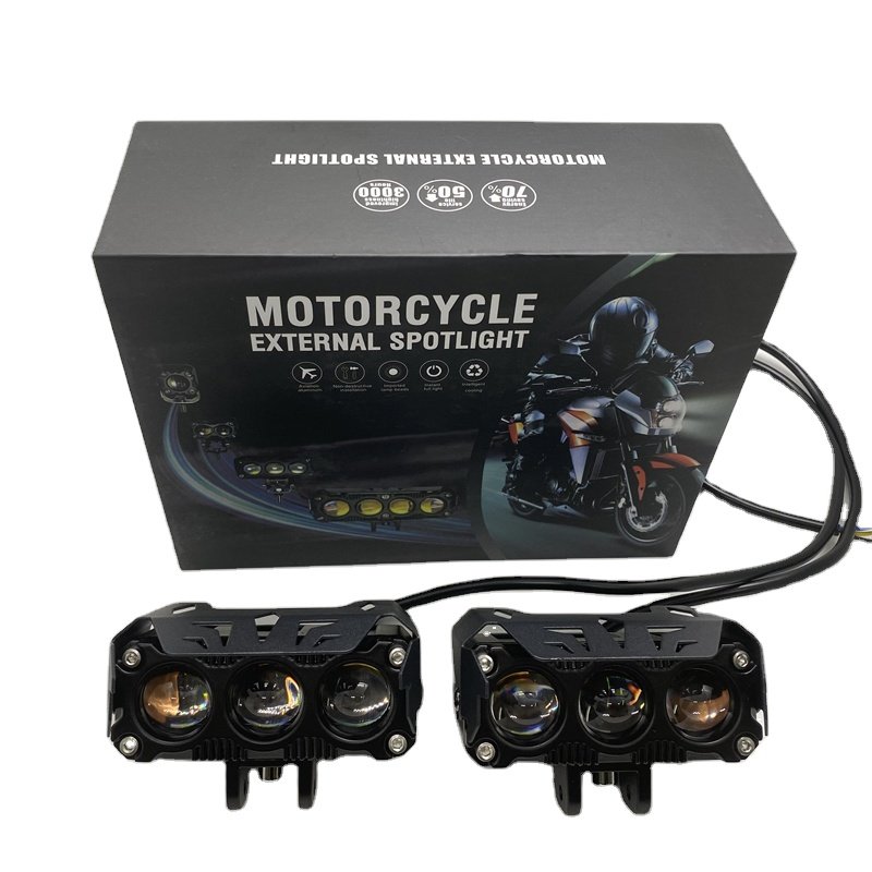 Factory Wholesale Three eye Lens Motorcycle Spotlights led Headlight Car Driving Lights