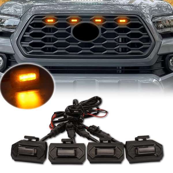 4X4 4pcs Raptor LED Light Upgrade For Toyota 2020 2021 2022 Tacoma Grill LED Grill Lights Compatible With TRD