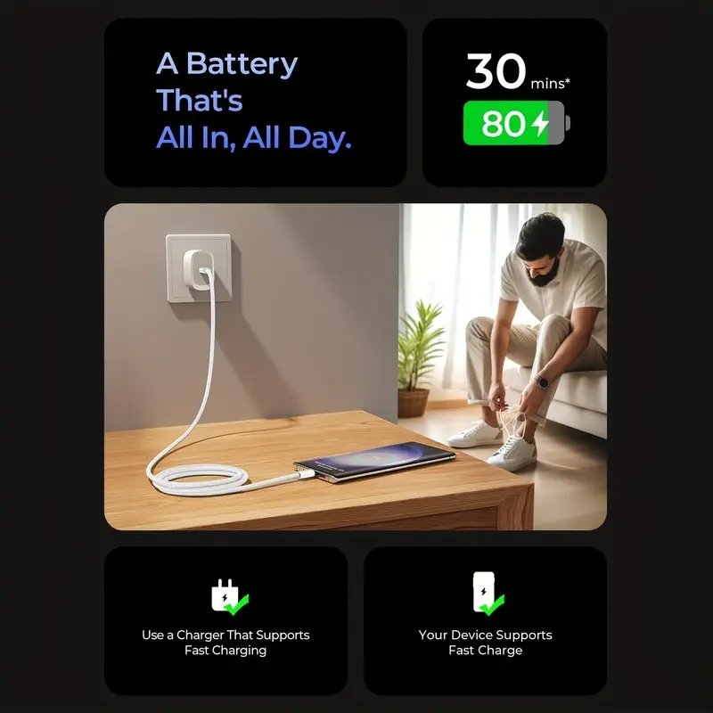 Original Pd 60W Usb C Fast Charger Cable For Iphone 15 Pro 15 Pro 15 Pulse USB-C Weaving Charging Dataline Accessories