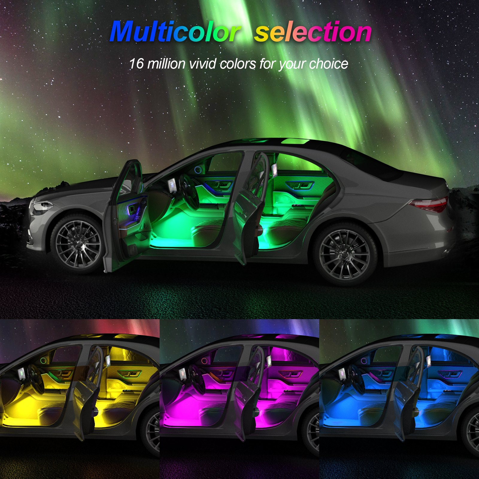 Bar Neon Decoration Atmosphere 12V Flexible Cabin Ambient APP Control RGB Full Color Car Interior LED Strip Ambient Light