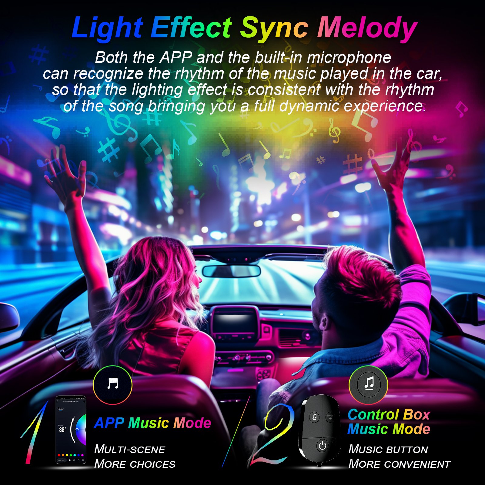 Bar Neon Decoration Atmosphere 12V Flexible Cabin Ambient APP Control RGB Full Color Car Interior LED Strip Ambient Light