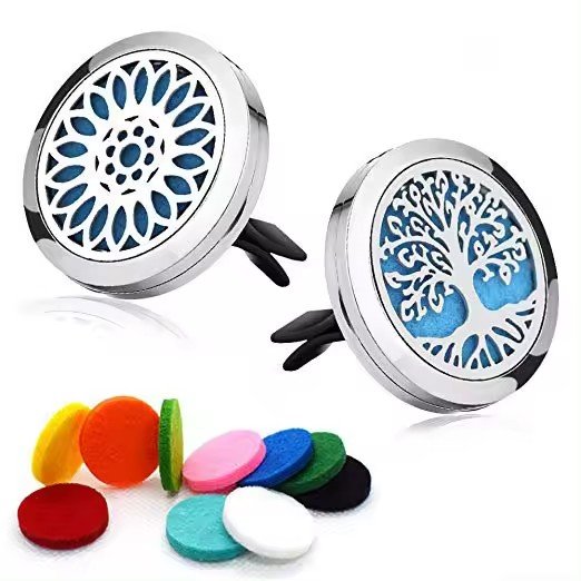 Aroma Necklace Perfume Aromatherapy Car Essential Oil Diffuser Locket Necklace Vent Clip 12 Felt Pads