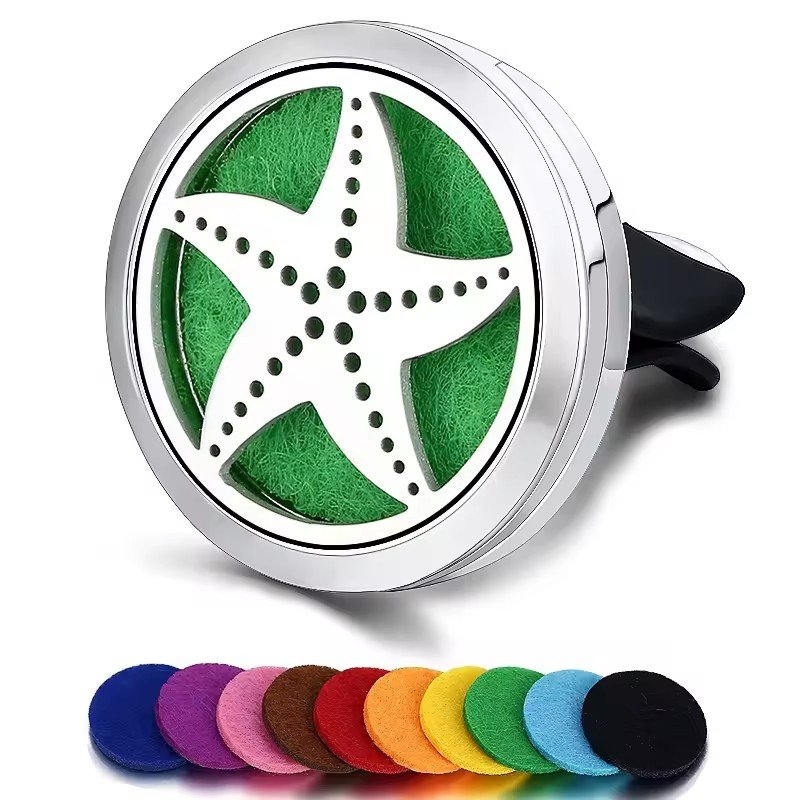 Aroma Necklace Perfume Aromatherapy Car Essential Oil Diffuser Locket Necklace Vent Clip 12 Felt Pads