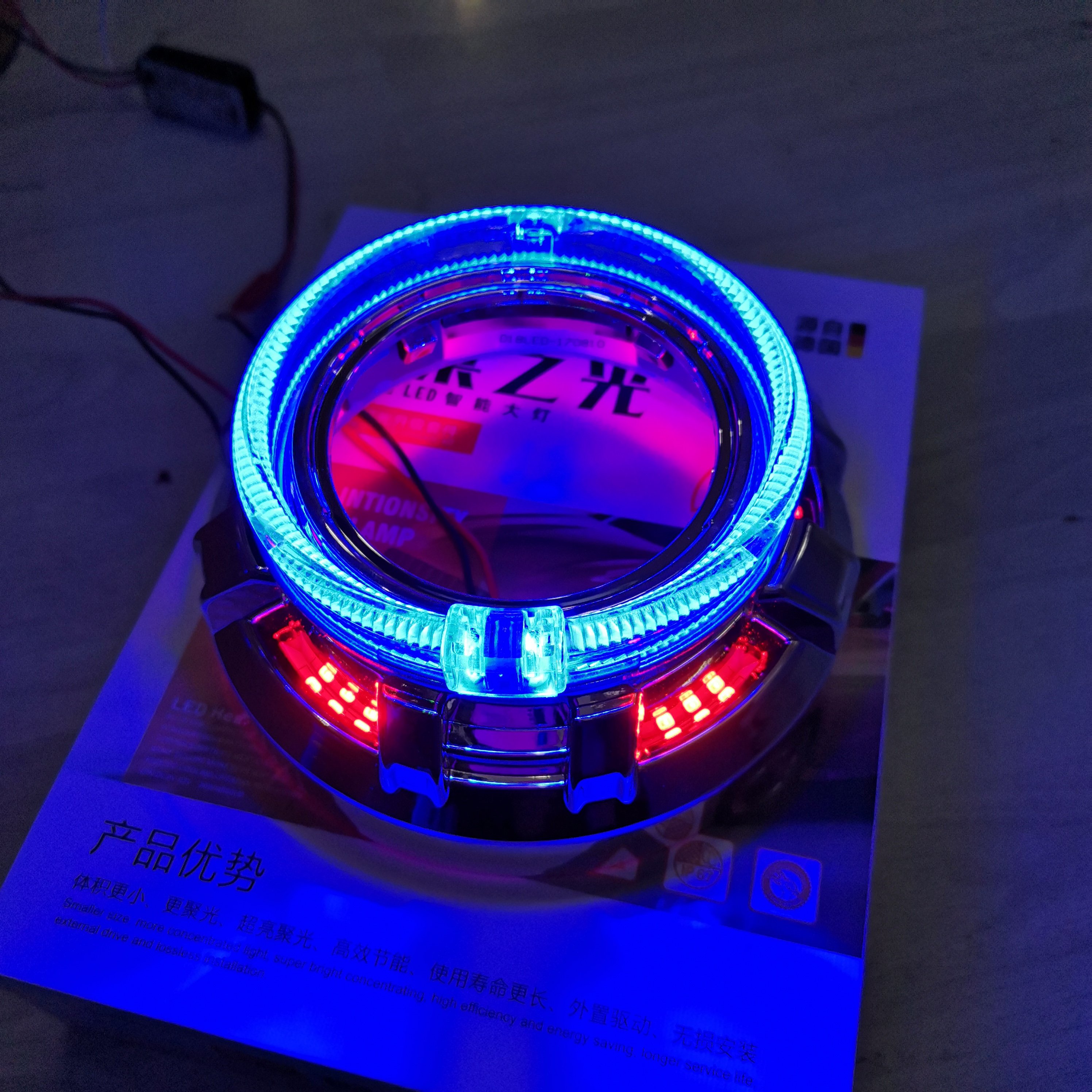 DAO Double LED Rings Car Projector Lens Shroud 3 Inch Car Light Halo Ring Cover Angel Eyes Other Car Light Accessories