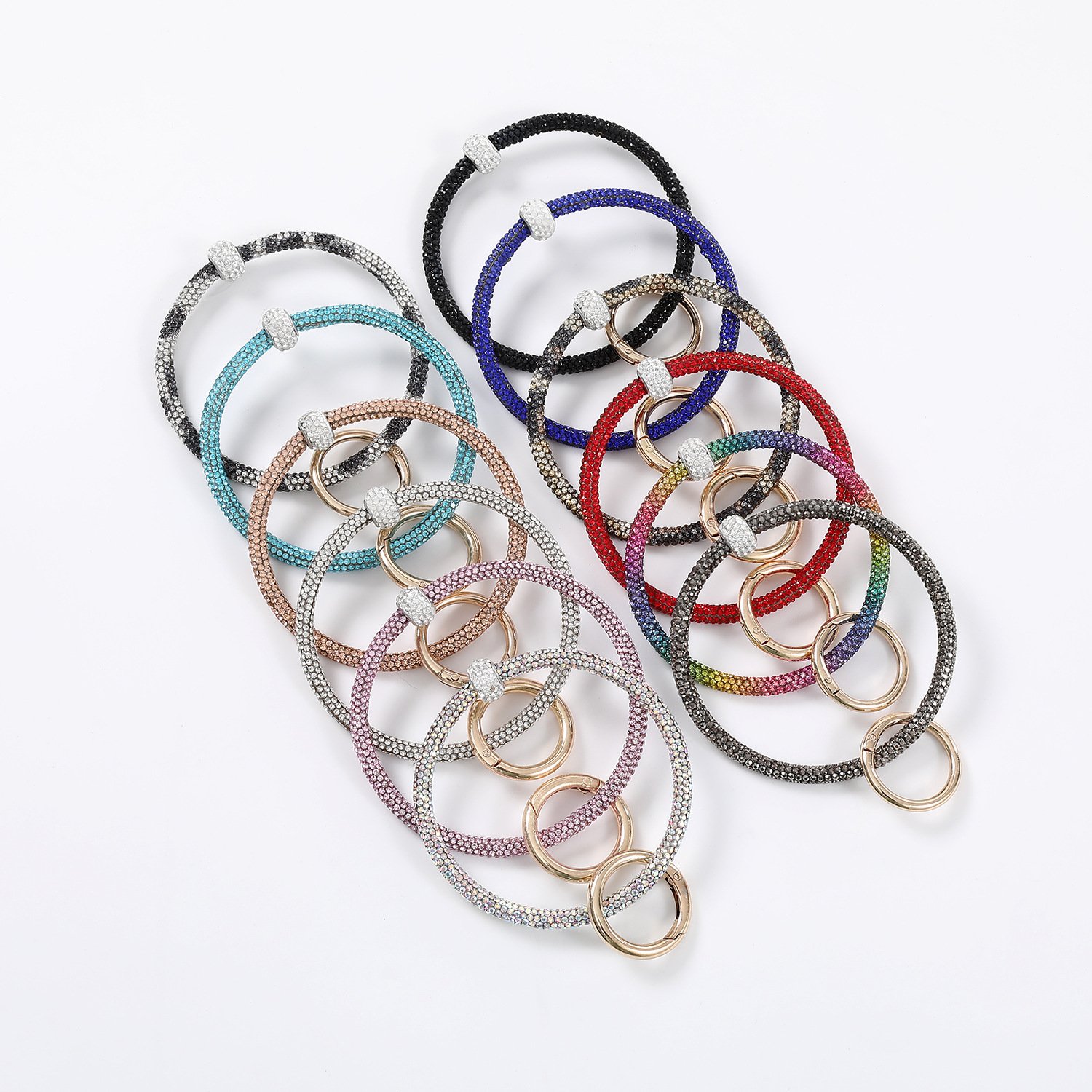 Xichuan Wholesale Removable Crystal Rhinestone Keychain Glitter Bling Metal Car Key Chain Rope Simple Bag Widgets Accessories