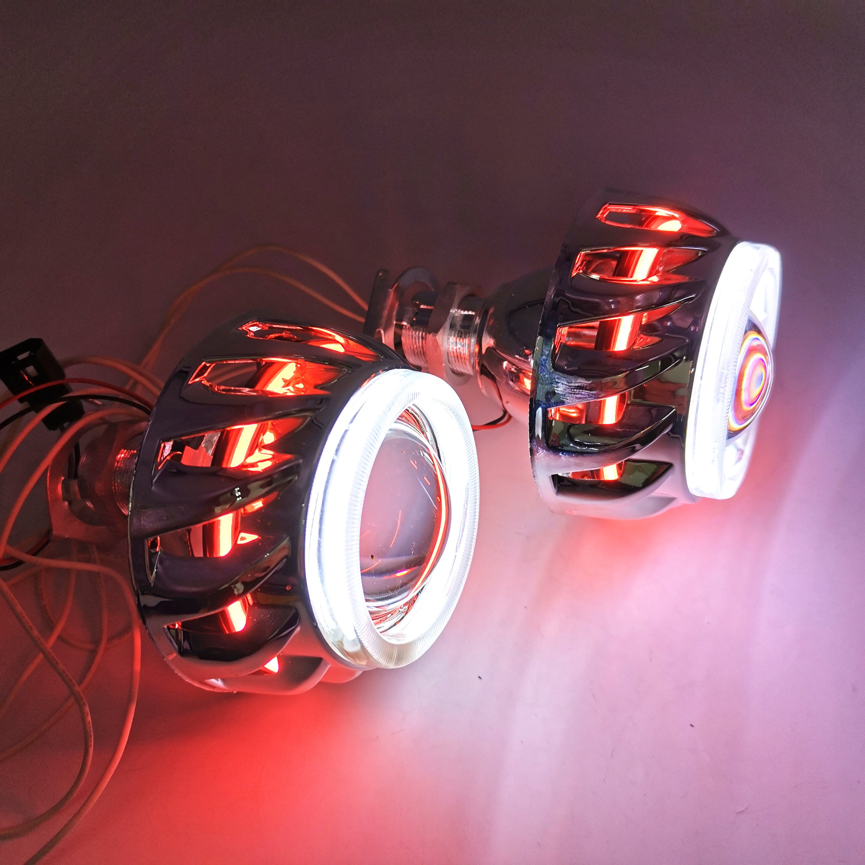 DAO Other Car Light Accessories 2.5 Inch Double Angel Eyes Ring H1BI Xenon Lens HID Car Projector Headlight Decoration