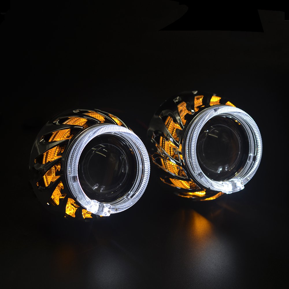 DAO Other Car Light Accessories 2.5 Inch Double Angel Eyes Ring H1BI Xenon Lens HID Car Projector Headlight Decoration