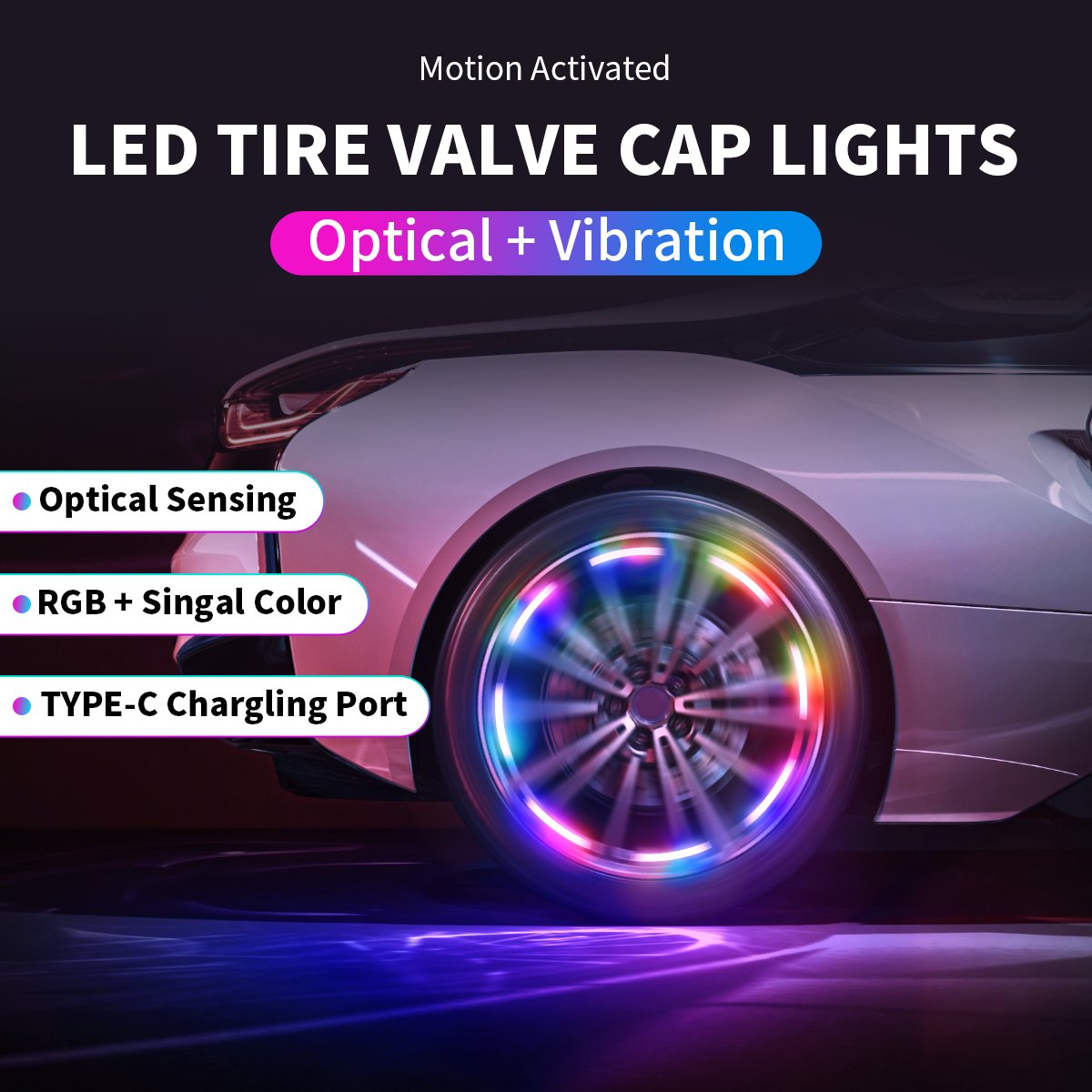 Other Car Light Accessories Motorcycle Bicycle Cars Wheel Lights LED Wheel Tire Valve Car Tire Decorative Light Tyre Valve Cap
