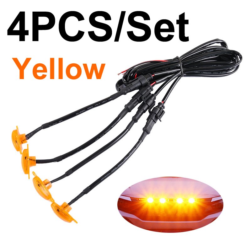 Others Car Light accessories 4PCS LED Amber Yellow Car SUV 4x4 off-road Pick-up Grille light LED Marker Running Warning Lamp