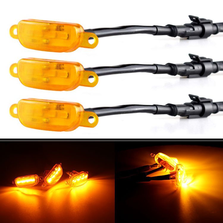 Others Car Light accessories 4PCS LED Amber Yellow Car SUV 4x4 off-road Pick-up Grille light LED Marker Running Warning Lamp