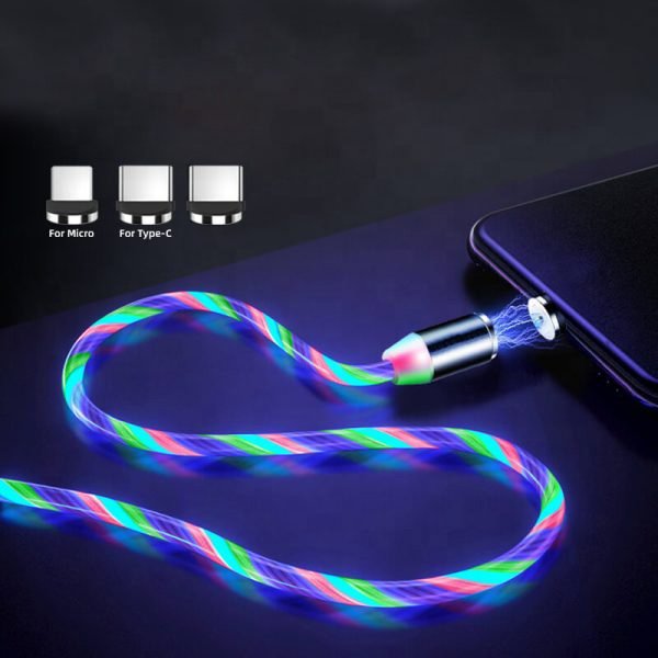 HYTO Best Seller 3 in 1 LED Magnetic Charging Cable for iPhone Samsung Android Charger USB Cable Fast Charging Type C Data Cable