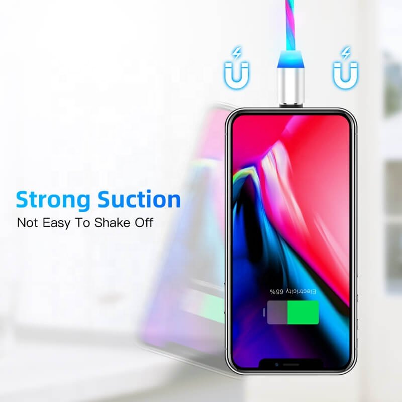 HYTO Best Seller 3 in 1 LED Magnetic Charging Cable for iPhone Samsung Android Charger USB Cable Fast Charging Type C Data Cable