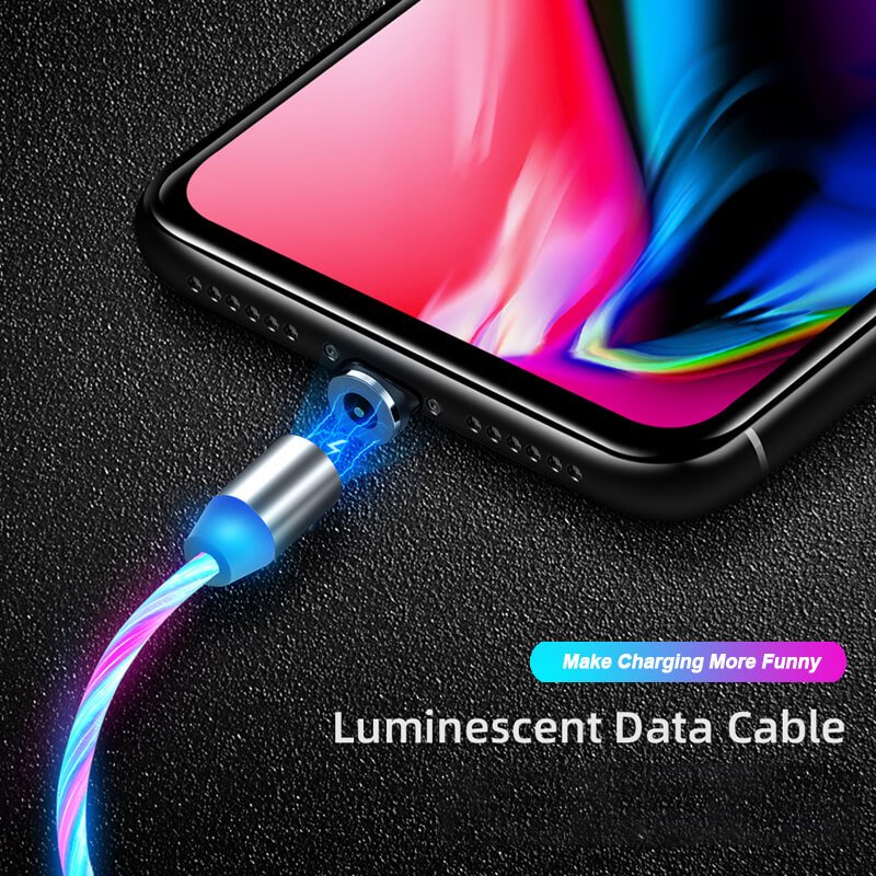 HYTO Best Seller 3 in 1 LED Magnetic Charging Cable for iPhone Samsung Android Charger USB Cable Fast Charging Type C Data Cable