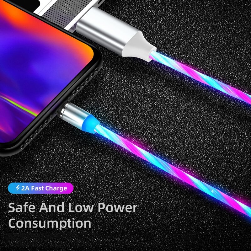 HYTO Best Seller 3 in 1 LED Magnetic Charging Cable for iPhone Samsung Android Charger USB Cable Fast Charging Type C Data Cable