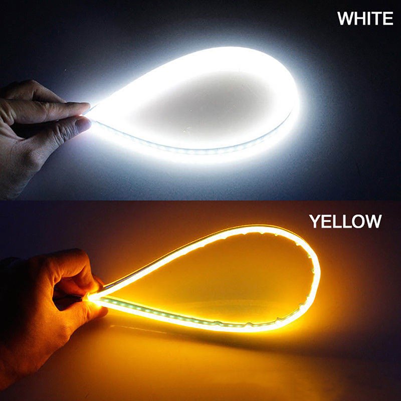 Car DRL Flexible LED Strip Lights Amber Turn Lamp DRL Headlamp 12V Daytime Running Light Others Car Light Accessories
