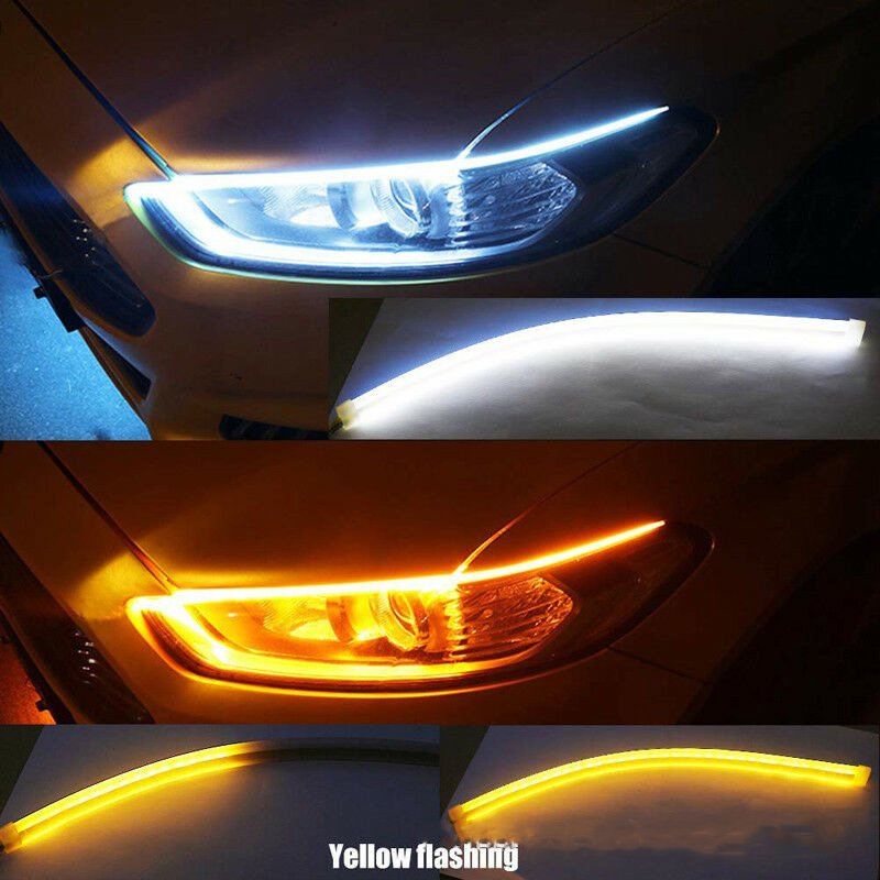 Car DRL Flexible LED Strip Lights Amber Turn Lamp DRL Headlamp 12V Daytime Running Light Others Car Light Accessories