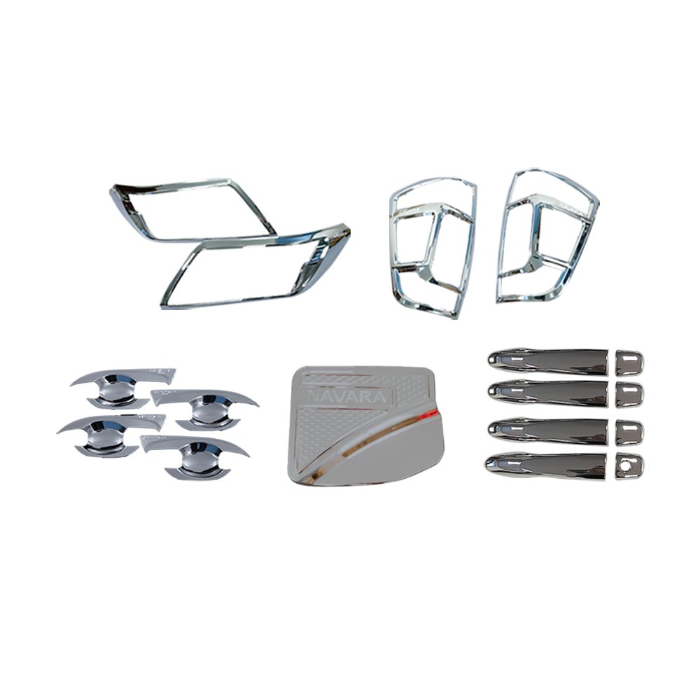Wholesale Exterior Accessories Car Light Cover Door Handle Bowl Gas Tank Cover Car Body Chrome Kits for Nissan Navara 2014-2019