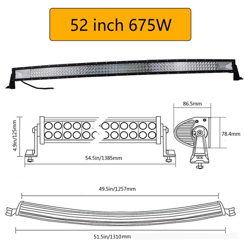 22 32 42 50 52'' Inch Curved Led Light Bar COMBO Work light 3D 7D bar Driving Offroad Car Truck 4x4 SUV ATV12V 24V