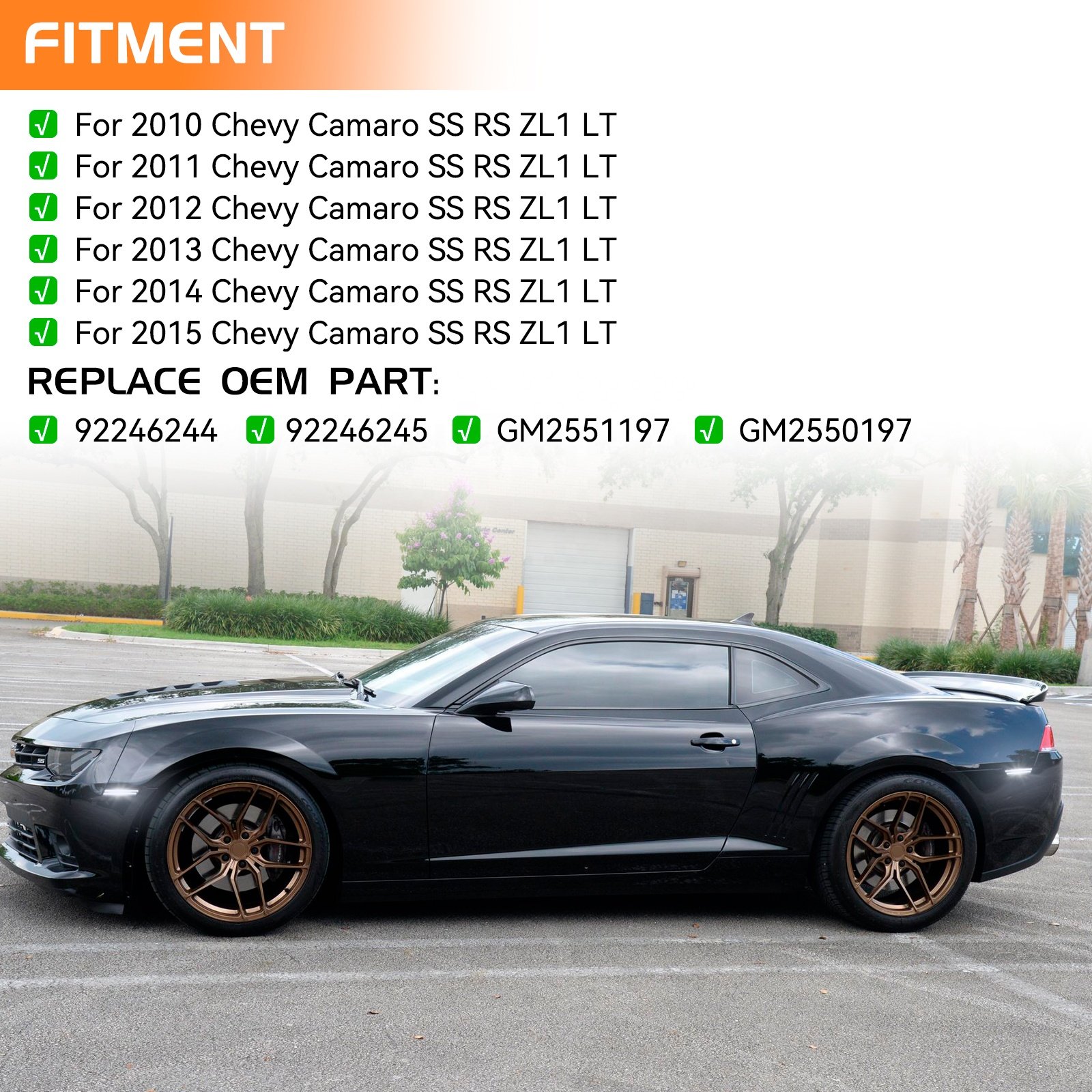Dynamic Amber Front Rear Side Marker Lights For Chevy Chevrolet Camaro 2010-2015 LED Reflectors driving side indicator lamps