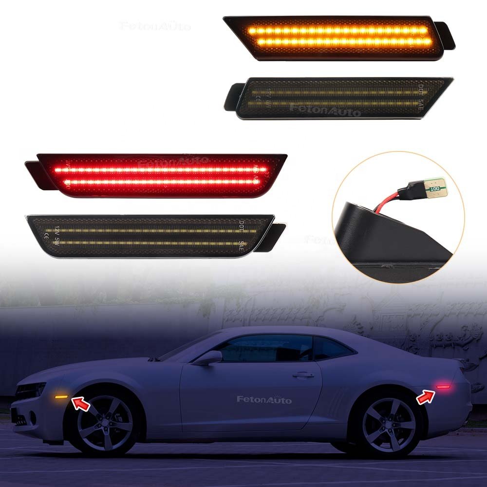 Dynamic Amber Front Rear Side Marker Lights For Chevy Chevrolet Camaro 2010-2015 LED Reflectors driving side indicator lamps