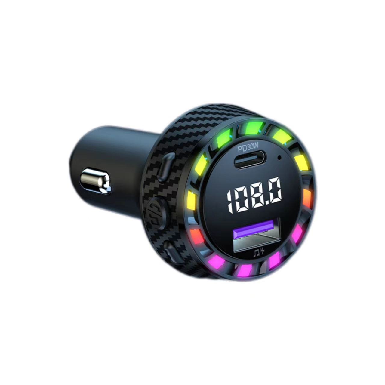 Manufacturer Wholesale Car Bluetooth Charger Colorful Ambient Light Circular Charger Car Decoration Accessories