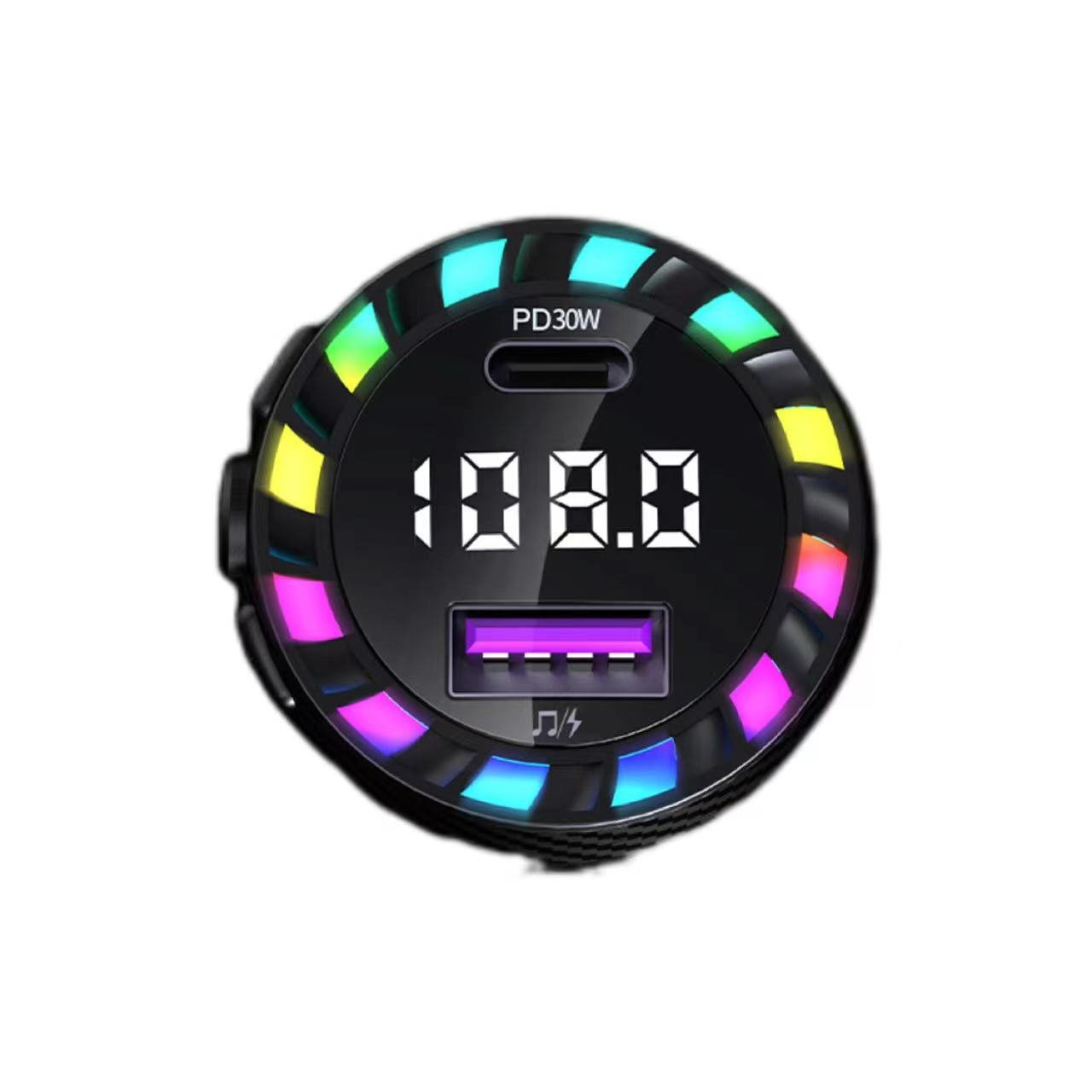 Manufacturer Wholesale Car Bluetooth Charger Colorful Ambient Light Circular Charger Car Decoration Accessories