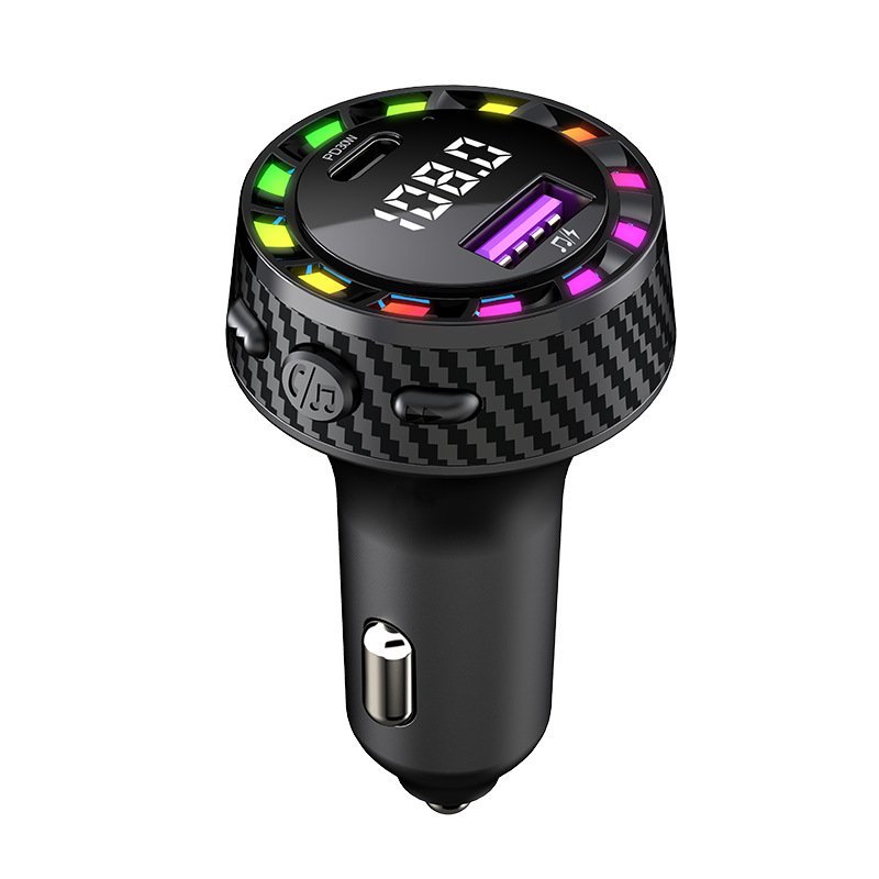 Manufacturer Wholesale Car Bluetooth Charger Colorful Ambient Light Circular Charger Car Decoration Accessories