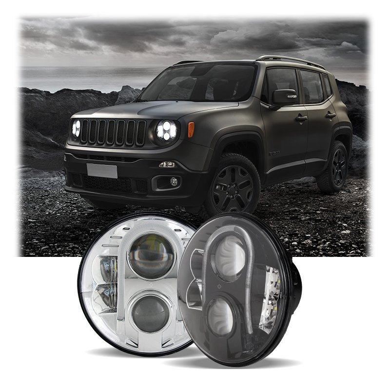 Emark 80W Round Hi Low Led Headlight Eagle Eye Led Light 12V 7 Inch Led Headlight For Jeep Wrangler Accessories
