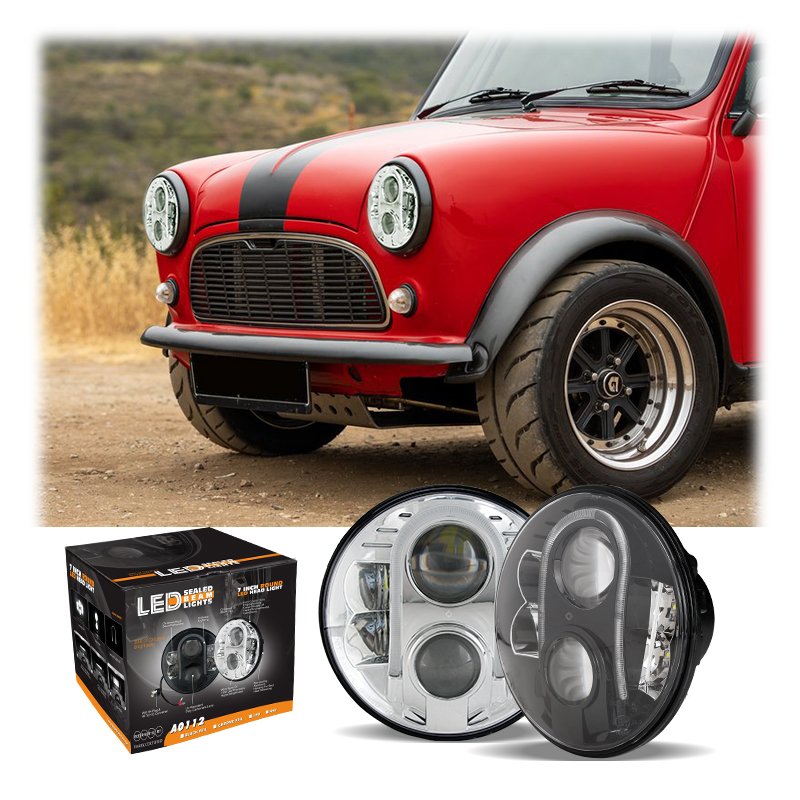 Emark 80W Round Hi Low Led Headlight Eagle Eye Led Light 12V 7 Inch Led Headlight For Jeep Wrangler Accessories