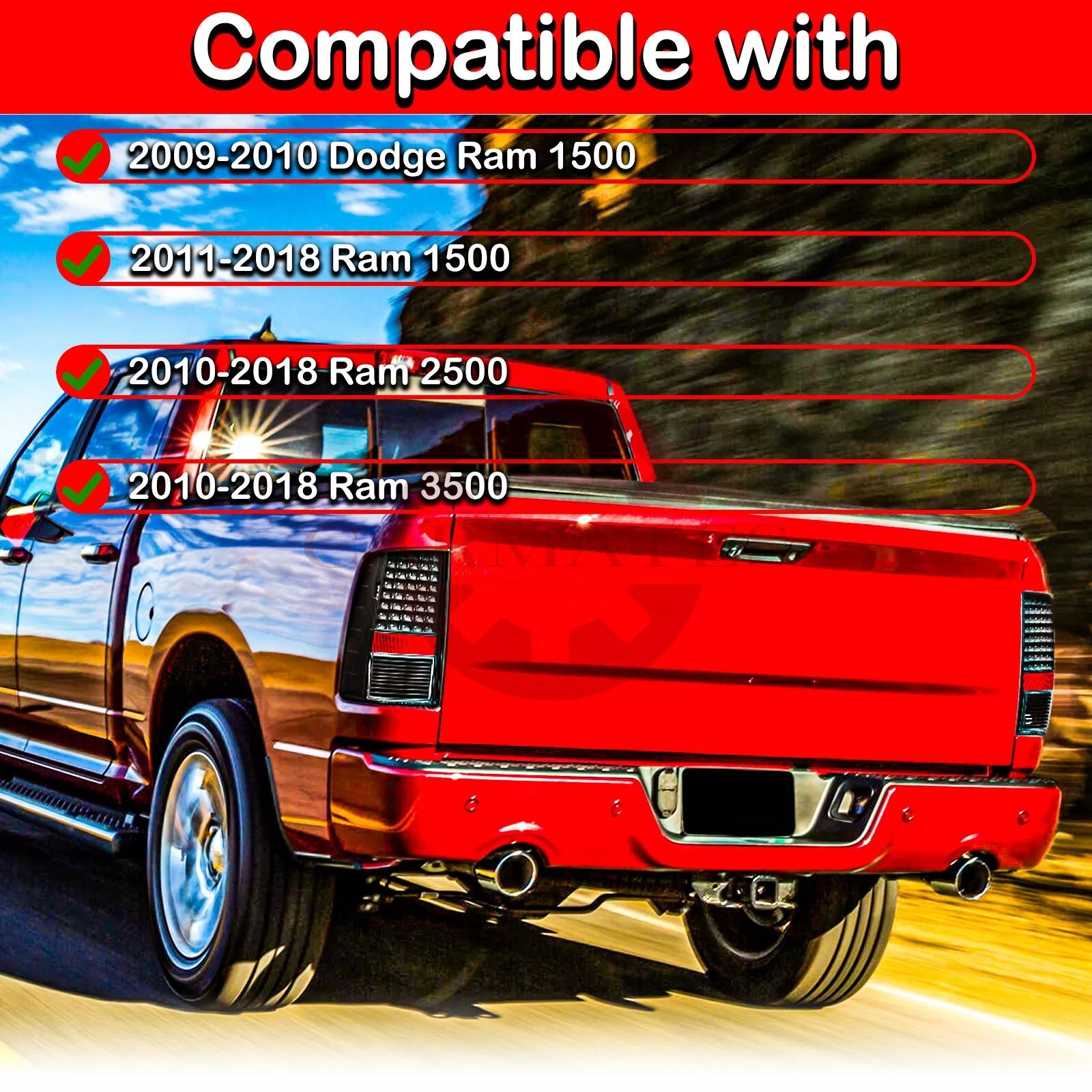 LED Clear Tail Lights for Dodge Ram 2009-2018 4th Gen Animation Rear Lamps Taillight 68093081AC Rear Stop lamp Taillamp
