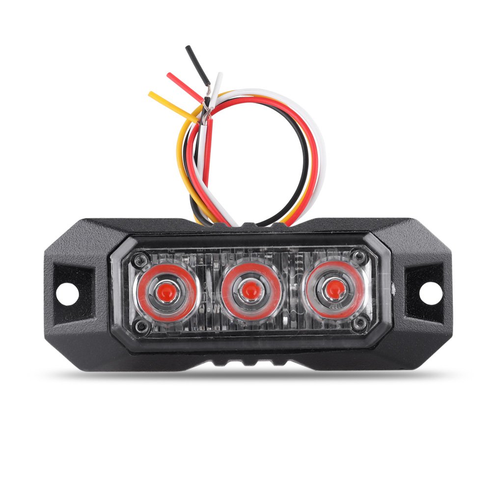 LED-03k red 3 LED Flashing Strobe Lights for Truck Car Vehicle LED Mini Grille Light Head Emergency Beacon light